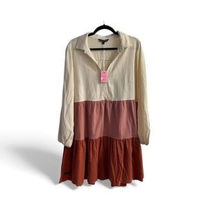 Simply Southern • Colorblock Tiered Cotton Dress • NWT • Size L
